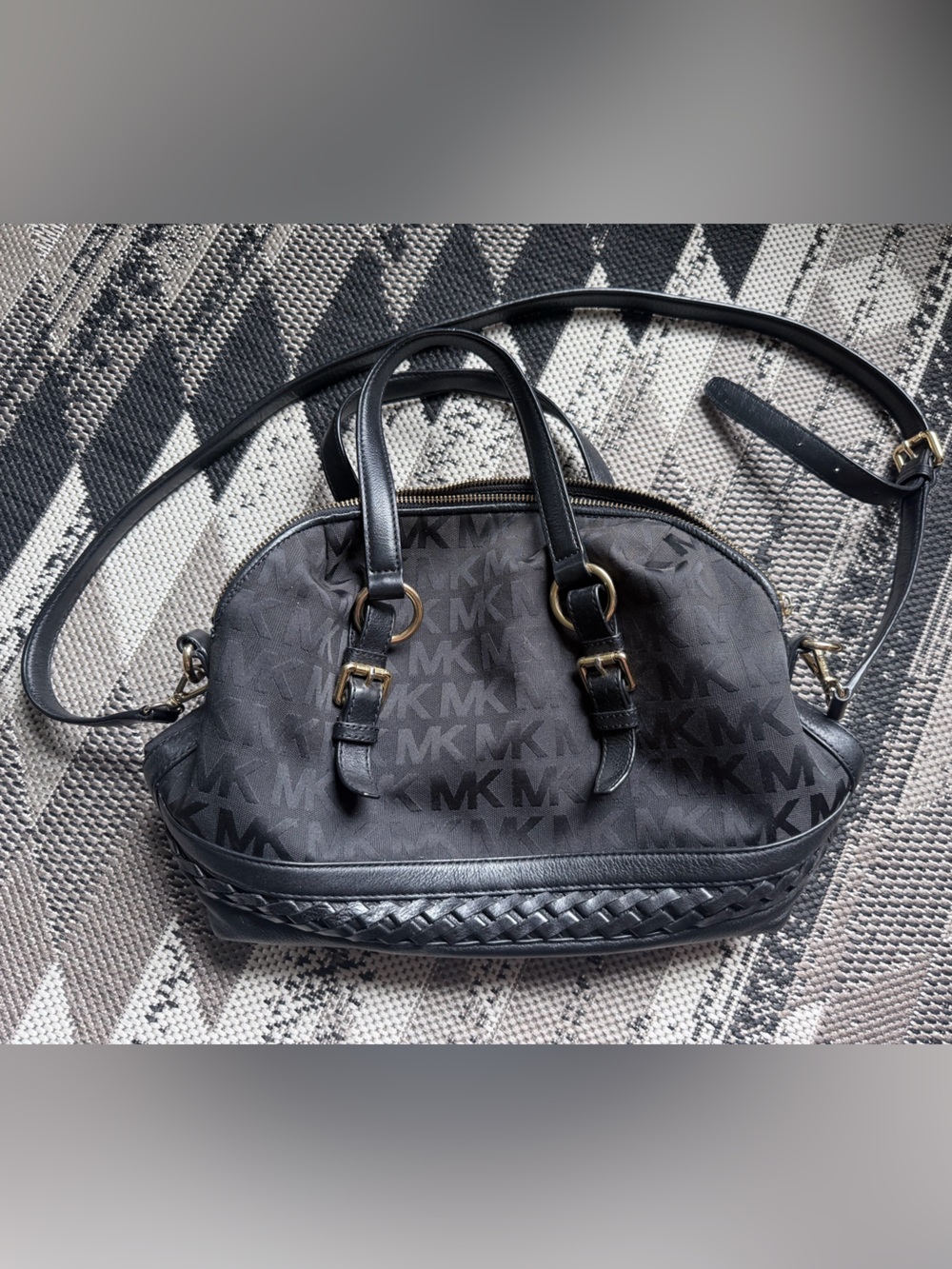 Michael Kors Black Logo Dome Shoulder Bag